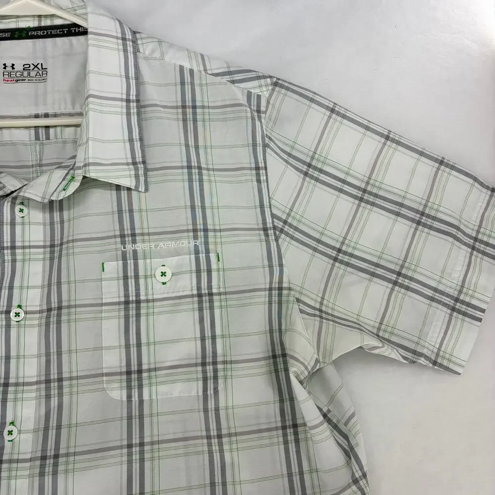 Under Armour HeatGear Plaid Button-Down Shirt — Size 2XL - Picture 6 of 15